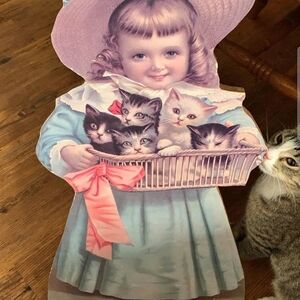 Kids Costume Blue Victorian Girl with Kittens Costume
